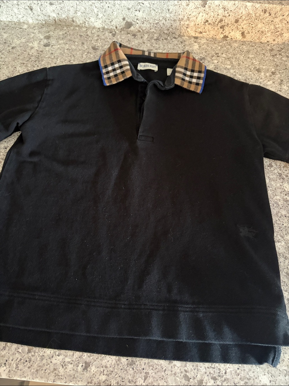 Burberry Black Polo with Signature Check Collar